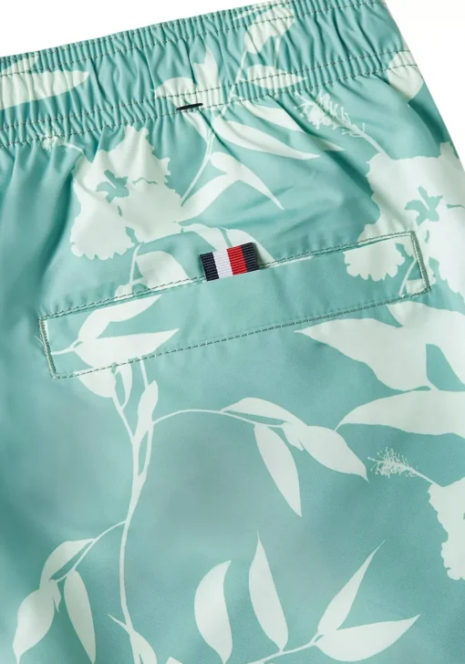 Tommy Hilfiger Medium Drawstring swimshort, heren zwembroek, groen met lichtgroene bloemen print