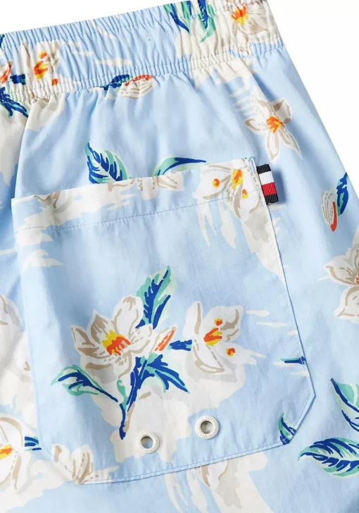 Tommy Hilfiger Medium Drawstring swimshort, heren zwembroek, lichtblauw met bloemen print