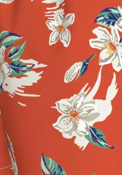 Tommy Hilfiger Medium Drawstring swimshort, heren zwembroek, warm oranje met bloemen print