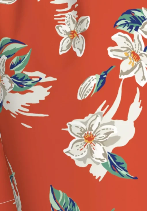 Tommy Hilfiger Medium Drawstring swimshort, heren zwembroek, warm oranje met bloemen print