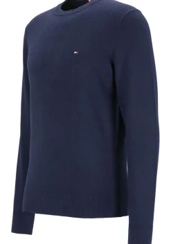Tommy Hilfiger O-hals trui katoen met kasjmier, Pima Organic Cotton Cashmere, donkerblauw (Desert Sky)