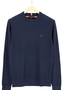 Tommy Hilfiger O-hals trui katoen met kasjmier, Pima Organic Cotton Cashmere, donkerblauw (Desert Sky)