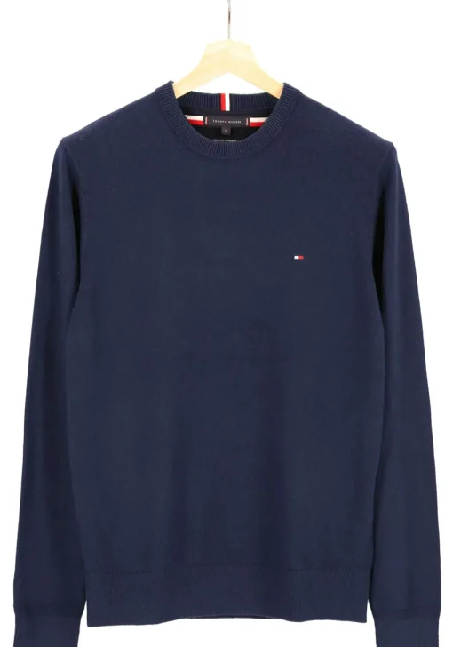 Tommy Hilfiger O-hals trui katoen met kasjmier, Pima Organic Cotton Cashmere, donkerblauw (Desert Sky)