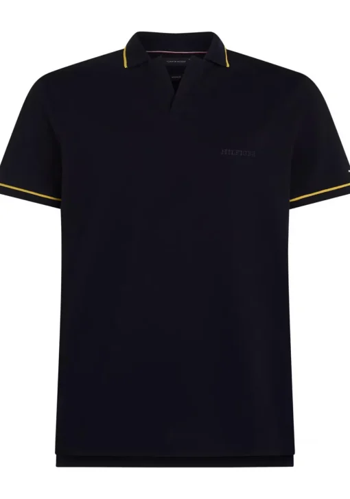 Tommy Hilfiger Open Collar Tipped Regular Polo, heren poloshirt, donkerblauw