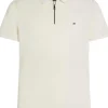 Tommy Hilfiger Pique Zip Regular Polo, heren poloshirt, offwhite
