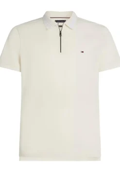 Tommy Hilfiger Pique Zip Regular Polo, heren poloshirt, offwhite
