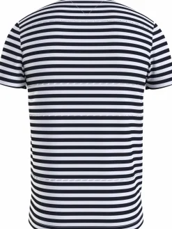 Tommy Hilfiger Stretch Slim Fit Tee, heren T-shirt korte mouw O-hals, lichtblauw-wit gestreept