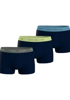Tommy Hilfiger trunk (3-pack), heren boxers normale lengte, blauw met gekleurde tailleband