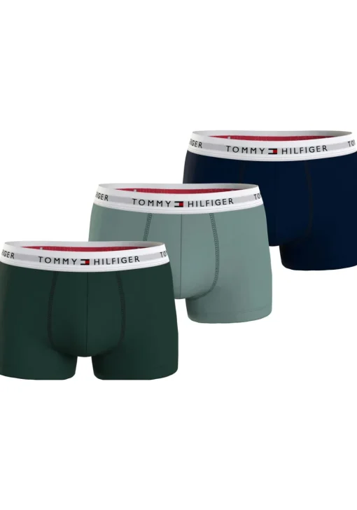 Tommy Hilfiger trunk (3-pack), heren boxers normale lengte, groen, lichtgroen, blauw