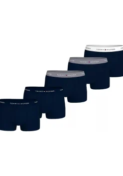 Tommy Hilfiger trunk (5-pack), heren boxers normale lengte, blauw met gekleurde tailleband