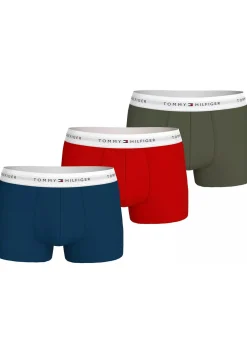 Tommy Hilfiger trunks (3-pack), heren boxers normale lengte, rood, blauw, groen