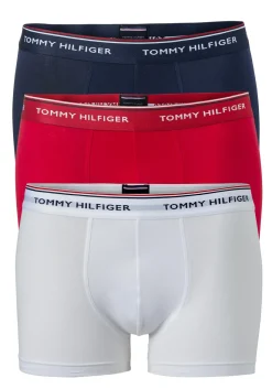 Tommy Hilfiger trunks (3-pack), heren boxers normale lengte, rood, wit en blauw