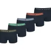 Tommy Hilfiger trunks (5-pack), heren boxers normale lengte, blauw met gekleurde tailleband