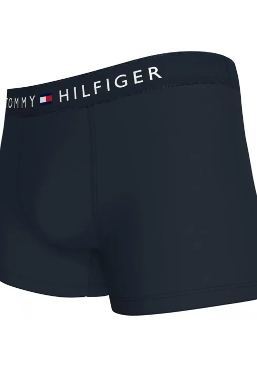 Tommy Hilfiger trunks (5-pack), heren boxers normale lengte, blauw met gekleurde tailleband