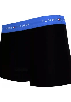 Tommy Hilfiger trunks (7-pack), heren boxers normale lengte, zwart met gekleurde tailleband