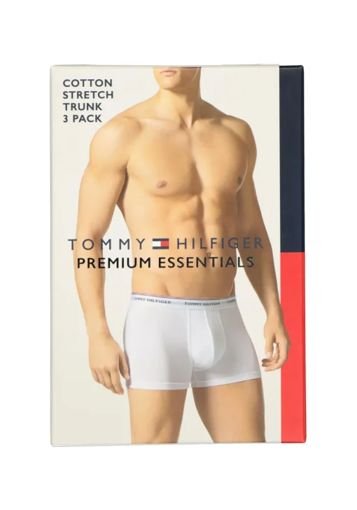 Tommy Hilfiger trunks (3-pack), heren boxers normale lengte, blauw met verschillende kleuren band