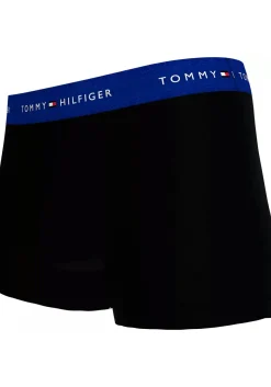 Tommy Hilfiger trunks (3-pack), heren boxers normale lengte, zwart met gekleurde tailleband