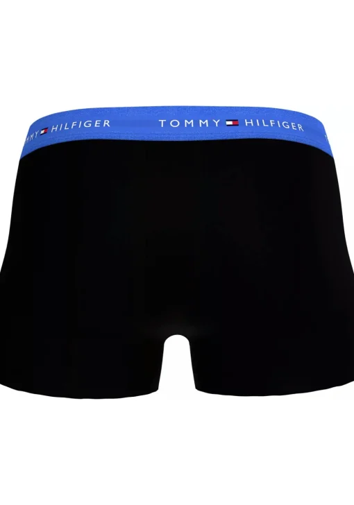 Tommy Hilfiger trunks (7-pack), heren boxers normale lengte, zwart met gekleurde tailleband