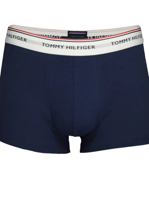 Tommy Hilfiger trunks (3-pack), heren boxers normale lengte, blauw met verschillende kleuren band