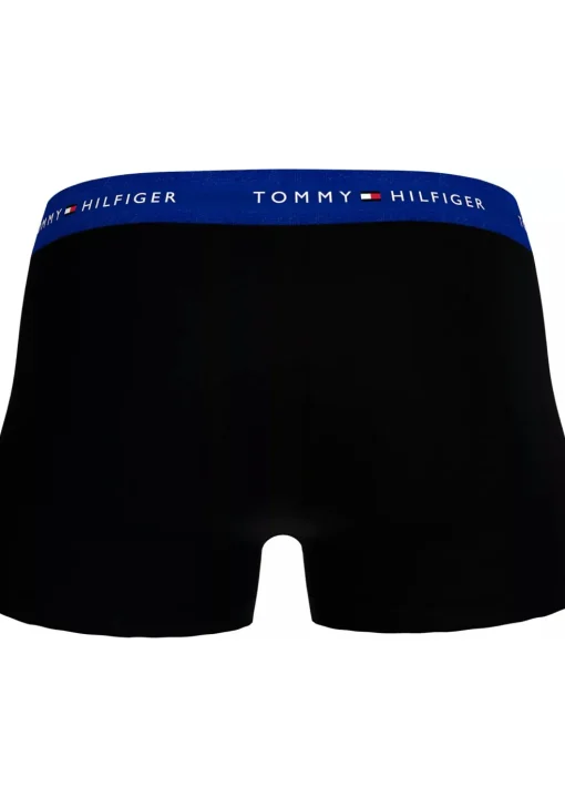 Tommy Hilfiger trunks (3-pack), heren boxers normale lengte, zwart met gekleurde tailleband