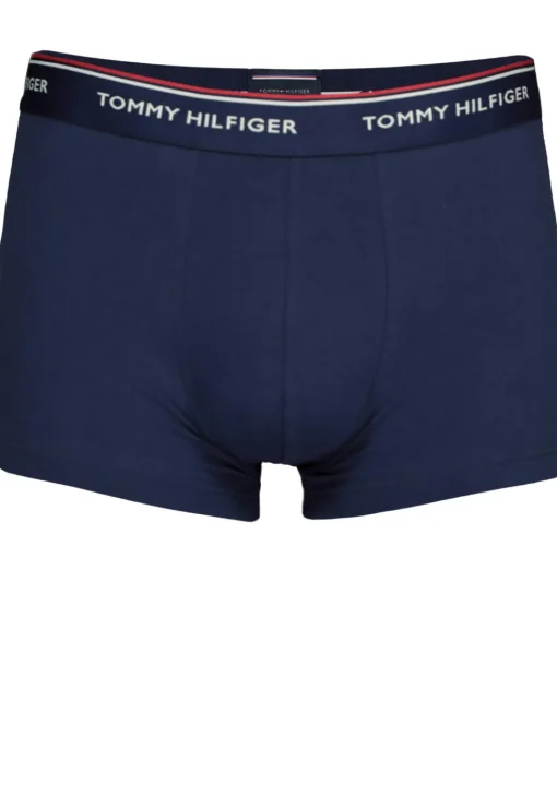 Tommy Hilfiger trunks (3-pack), heren boxers normale lengte, blauw met verschillende kleuren band