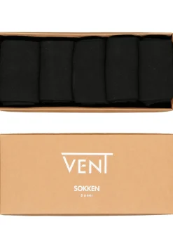 VENT herensokken katoen (5-pack), zwart