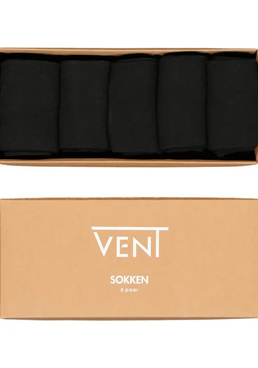 VENT herensokken katoen (5-pack), zwart