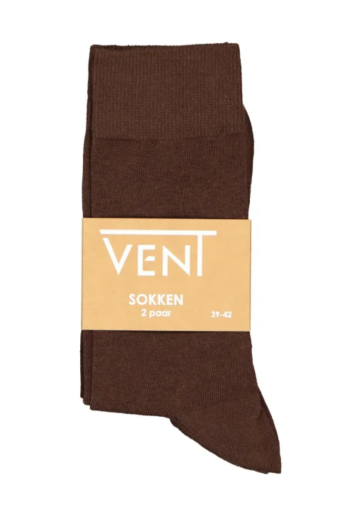 VENT herensokken katoen (2-pack), donkerbruin