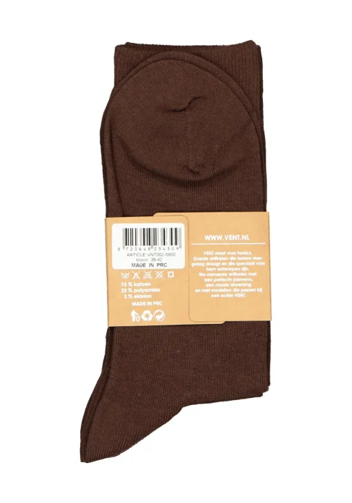 VENT herensokken katoen (2-pack), donkerbruin