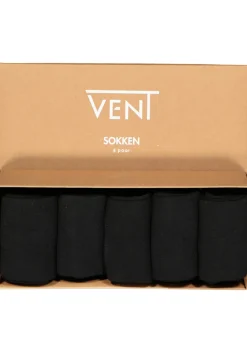 VENT herensokken katoen (5-pack), zwart