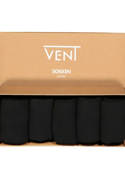 VENT herensokken katoen (5-pack), zwart