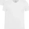 VENT strak model T-shirt V-hals (2-pack), wit