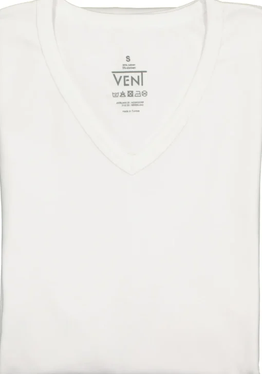 VENT strak model T-shirt V-hals (2-pack), wit