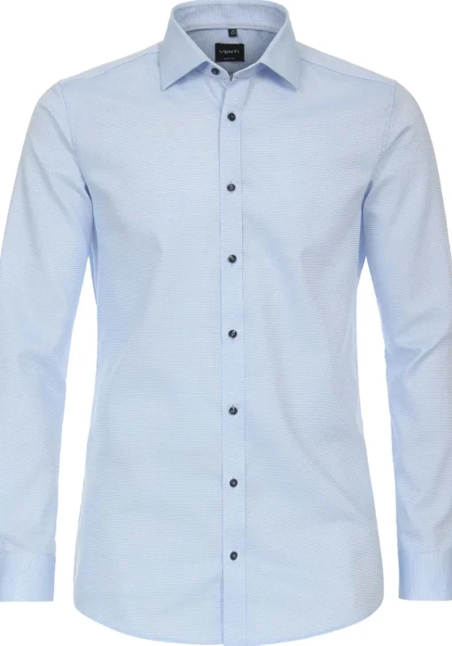 VENTI body fit overhemd, dobby, blauw