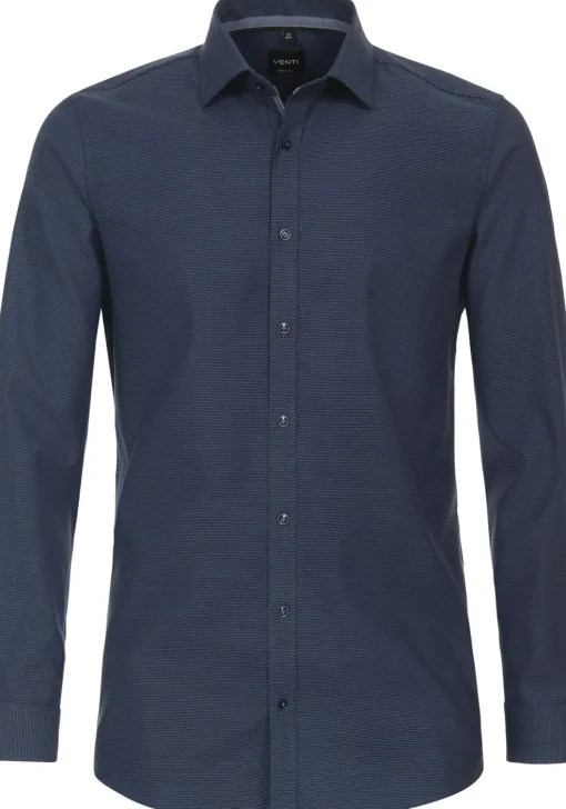 VENTI body fit overhemd, dobby, blauw