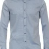 VENTI body fit overhemd, dobby, blauw