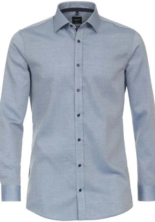 VENTI body fit overhemd, dobby, blauw