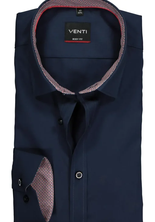 VENTI body fit overhemd, donkerblauw (contrast)