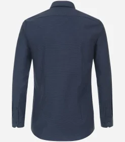 VENTI body fit overhemd, dobby, blauw