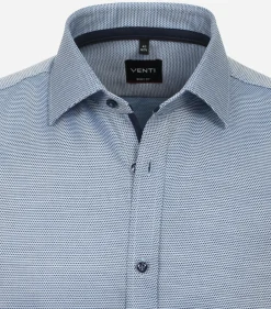 VENTI body fit overhemd, dobby, blauw