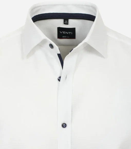 VENTI body fit overhemd, dobby, wit
