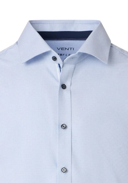 VENTI body fit overhemd, dobby, blauw