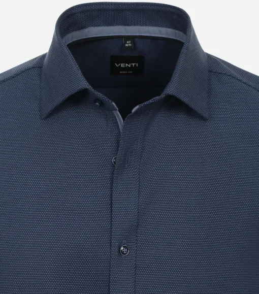 VENTI body fit overhemd, dobby, blauw