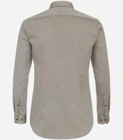 VENTI body fit overhemd, dobby, bruin