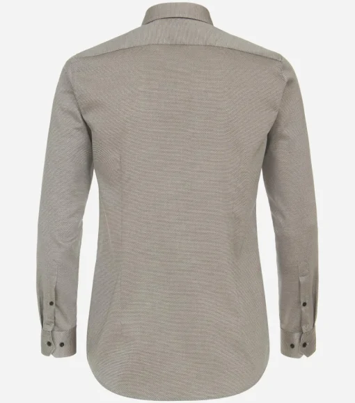 VENTI body fit overhemd, dobby, bruin