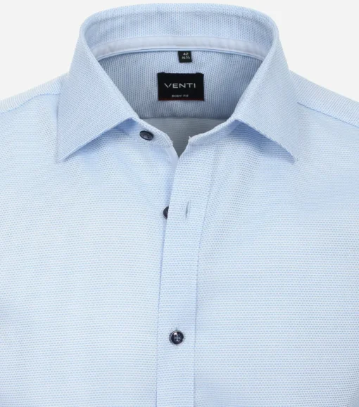 VENTI body fit overhemd, dobby, blauw