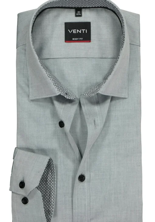 VENTI body fit overhemd, grijs (contrast)