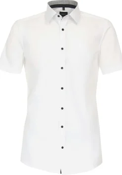 VENTI body fit overhemd, korte mouw, popeline, wit