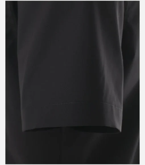 VENTI body fit overhemd, korte mouw, popeline, zwart