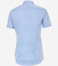 VENTI body fit overhemd, korte mouw, popeline, blauw